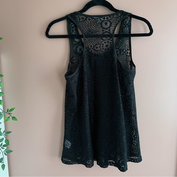 Ya Los Angeles black crochet racerback tank top size large - Picture 2 of 8